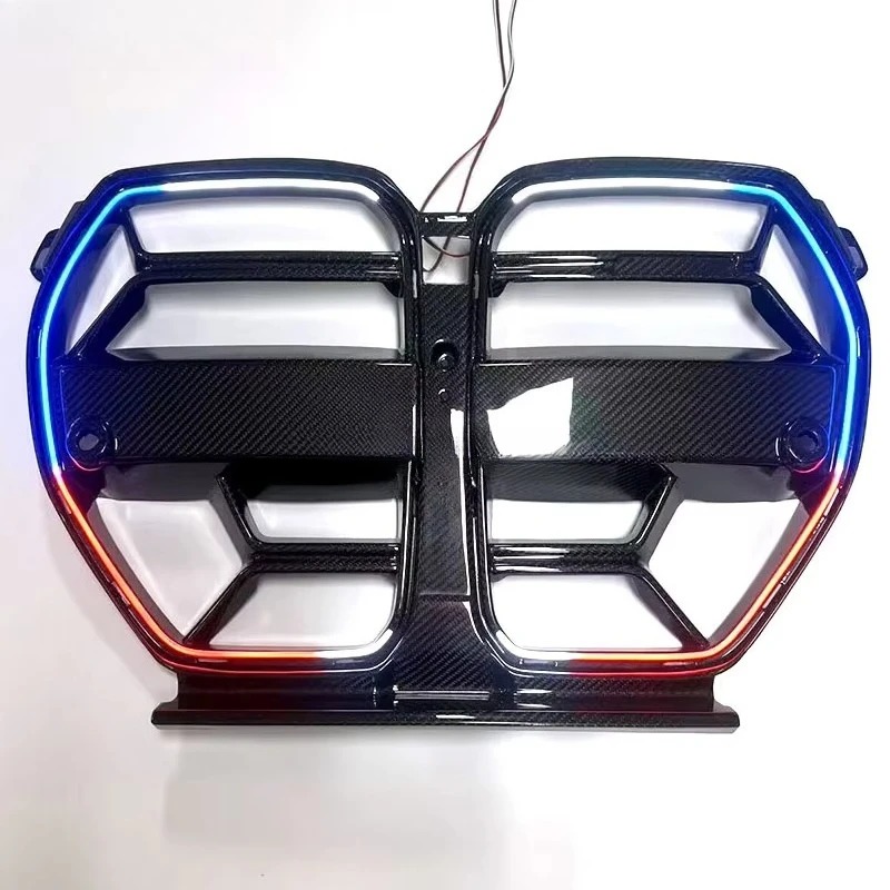 LED Dry Carbon Fiber Car Front Bumper Grilles CSL Style For  G80 G81 M3 G82 G83 M4 2020-2025 Hood Racing Grille ACC Vent Trim